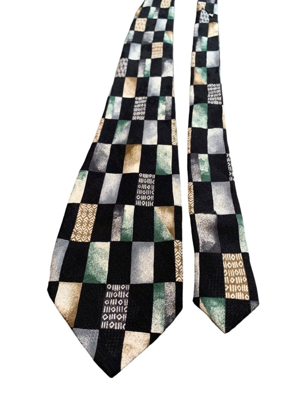 JT Beckett Mens Silk Tie Multicolor Geometric Pattern Silk Necktie